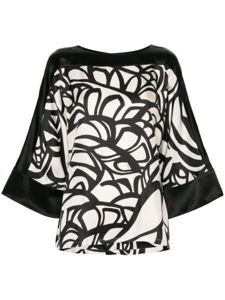 Jedwabna bluzka z nadrukiem w abstrakcyjne wzory Max Mara