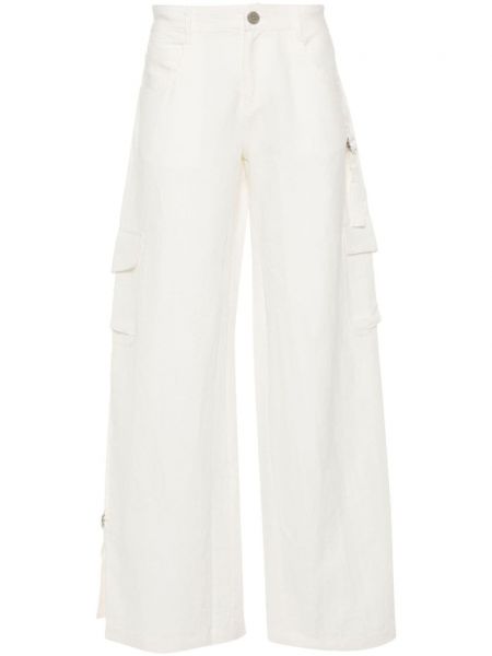 Lněné rovné kalhoty Gimaguas bílé