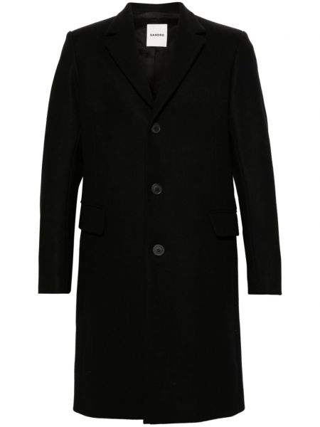 Μάλλινο παλτό Sandro μαύρο
