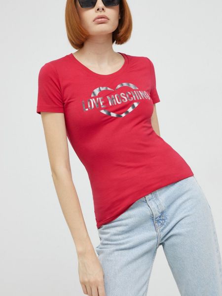 Love Moschino tricou femei, culoarea rosu