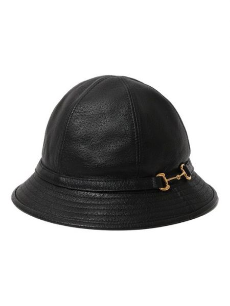Черная кожаная шляпа Gucci