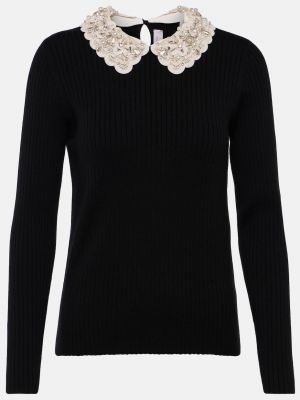 Черный шерстяной свитер Carolina Herrera