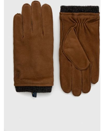 Rokavice iz semiša Polo Ralph Lauren rjava