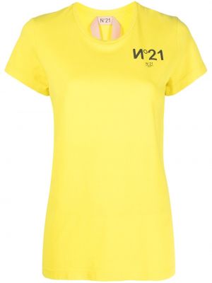 Kerek nyakú rövid ujjú pamut nyomott mintás póló N°21 - sárga