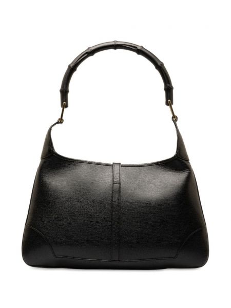 Bambusová kožená kabelka Gucci Pre-owned černá