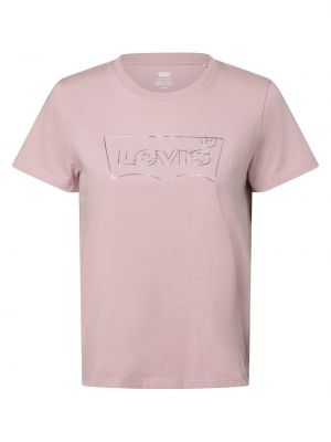Koszulka bawełniana z nadrukiem Levi's różowa