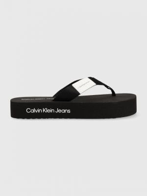 Japonki na platformie Calvin Klein Jeans czarne