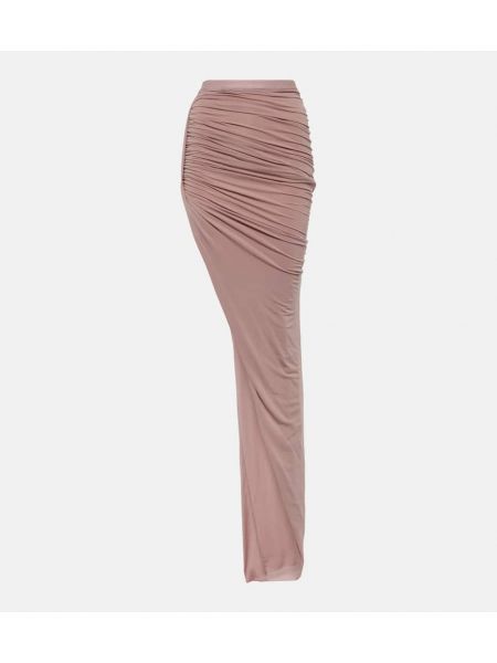 Długa spódnica z wysoką talią asymetryczna Rick Owens różowa