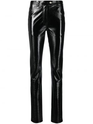 Pantaloni di pelle slim fit Courrèges nero