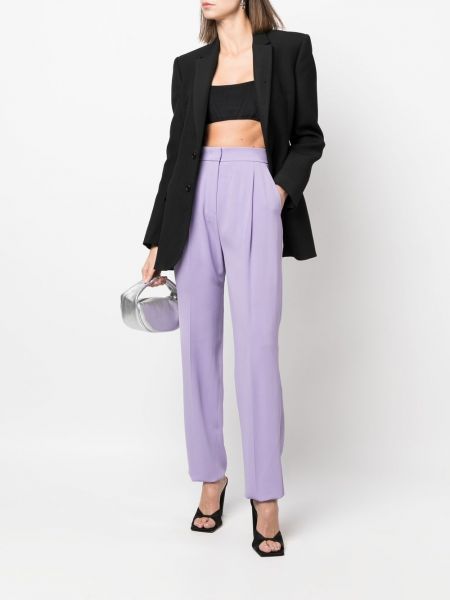 Pruhované rovné kalhoty Emporio Armani fialové
