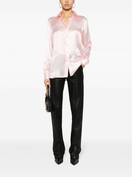 Hedvábná saténová košile Tom Ford růžová