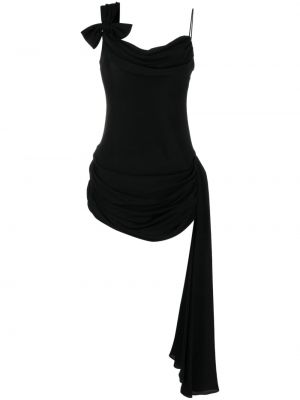 Копринена коктейлна рокля с панделка с драперии Alessandra Rich черно
