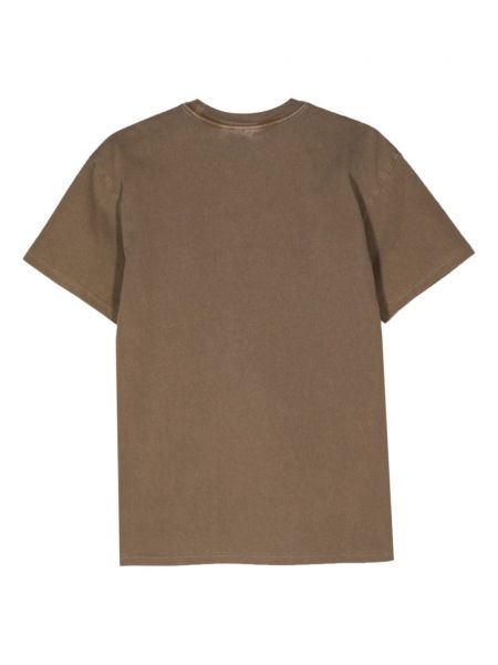 Bavlněné tričko s výšivkou Carhartt Wip hnědé