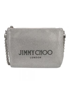 Torba na ramię z kryształkami Jimmy Choo srebrna