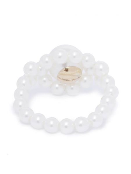 Žiedas su perlais su karoliukais Simone Rocha balta