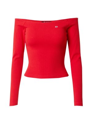 Marškinėliai ilgomis rankovėmis Tommy Jeans raudona