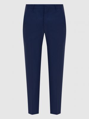 Шерстяные прямые брюки Prada синие
