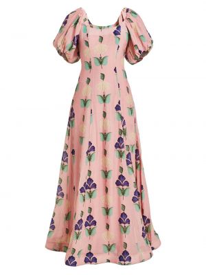Платье в цветочек с принтом с пышными рукавами Mestiza New York розовое