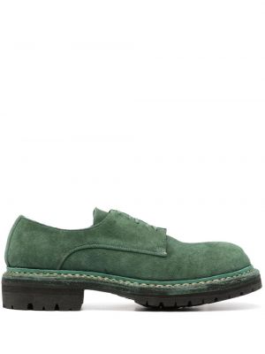 Pantofi derby cu șireturi din piele de căprioară din dantelă Guidi verde