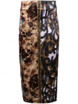Sametové pouzdrová sukně s potiskem s abstraktním vzorem Pierre-louis Mascia