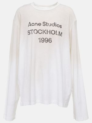 Top de algodón de tela jersey Acne Studios blanco
