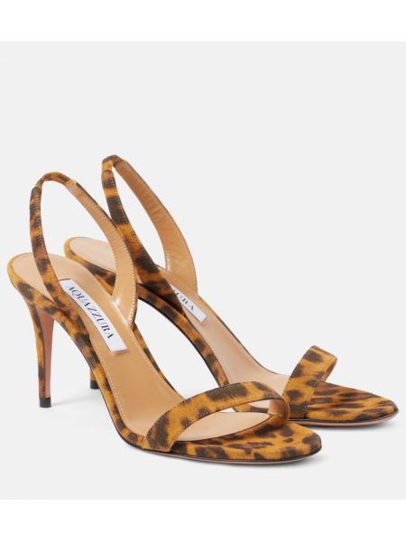 Leopard trykt semsket skinn sandaler med reim Aquazzura brun