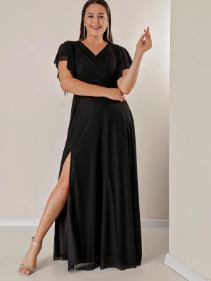 Drapované dlouhé šaty By Saygı černé