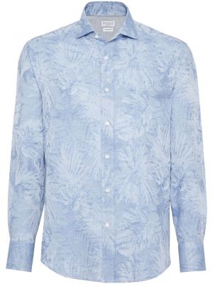 Žakardinė marškiniai Brunello Cucinelli mėlyna
