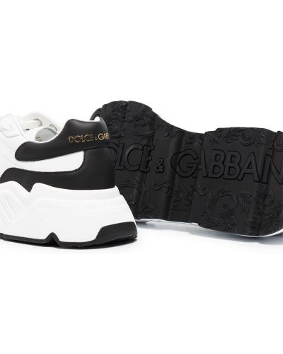 Sneakersy sznurowane koronkowe Dolce And Gabbana białe