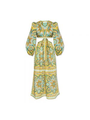 Sukienka midi z nadrukiem z dekoltem w serek z wzorem paisley Zimmermann