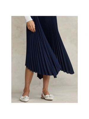 Falda midi asimétrica plisada Polo Ralph Lauren azul