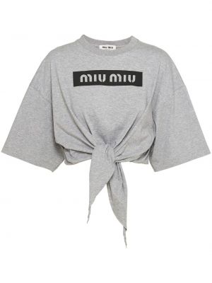 Raštuotas medvilninis marškinėliai Miu Miu
