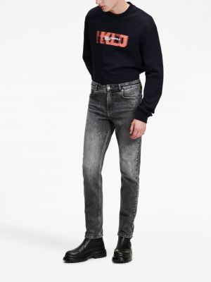 Raštuotos skinny fit džinsai slim fit Karl Lagerfeld Jeans juoda