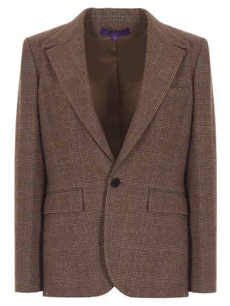 Клетчатый шерстяной пиджак Ralph Lauren коричневый