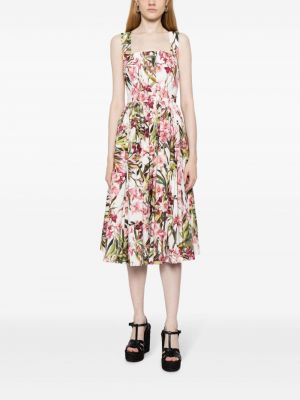 Midi kleita ar ziediem ar apdruku Dolce & Gabbana Pre-owned balts