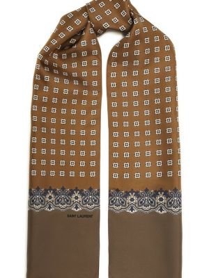 Шелковый шарф Saint Laurent хаки