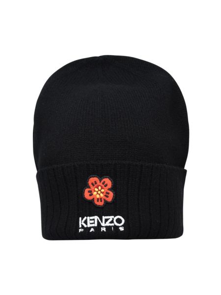 Czarna haftowana czapka wełniana Kenzo