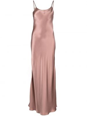 Saténové večerní šaty s kulatým výstřihem Voz - růžová