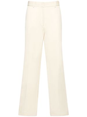 Pantaloni dritti di raso di cotone Toteme bianco
