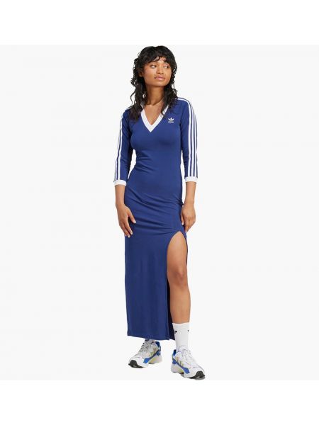 Смугаста довга сукня Adidas синя