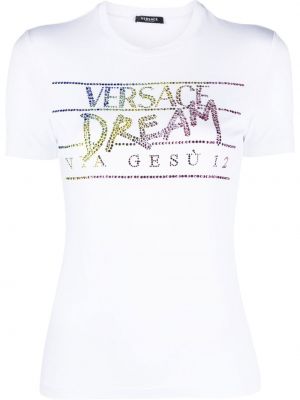 Kerek nyakú rövid ujjú póló nyomtatás Versace - fehér