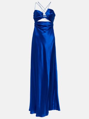 Asimetrična svilena maksi haljina The Sei plava