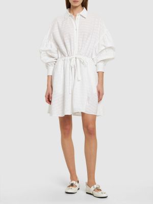 Pamučna mini haljina Msgm bijela