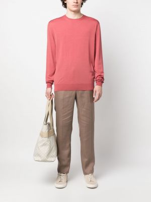 Hedvábný vlněný svetr Lardini růžový