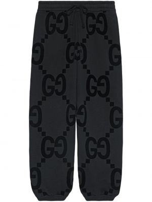 Bavlnené teplákové nohavice Gucci čierna