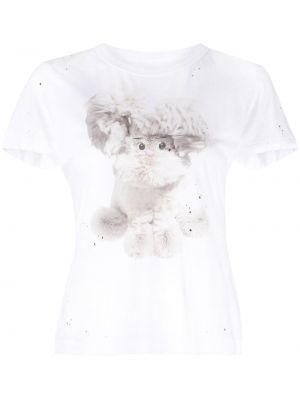 Bavlnené tričko s potlačou Jnby biela