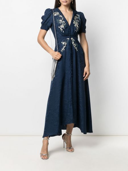 Vestido con bordado de flores bootcut Saloni azul