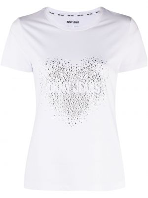 Koszulka z okrągłym dekoltem Dkny biała