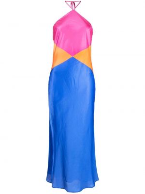 Hedvábné midi šaty Olivia Rubin - modrá