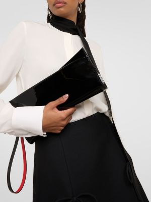 Lakovaná kožená listová kabelka Christian Louboutin čierna